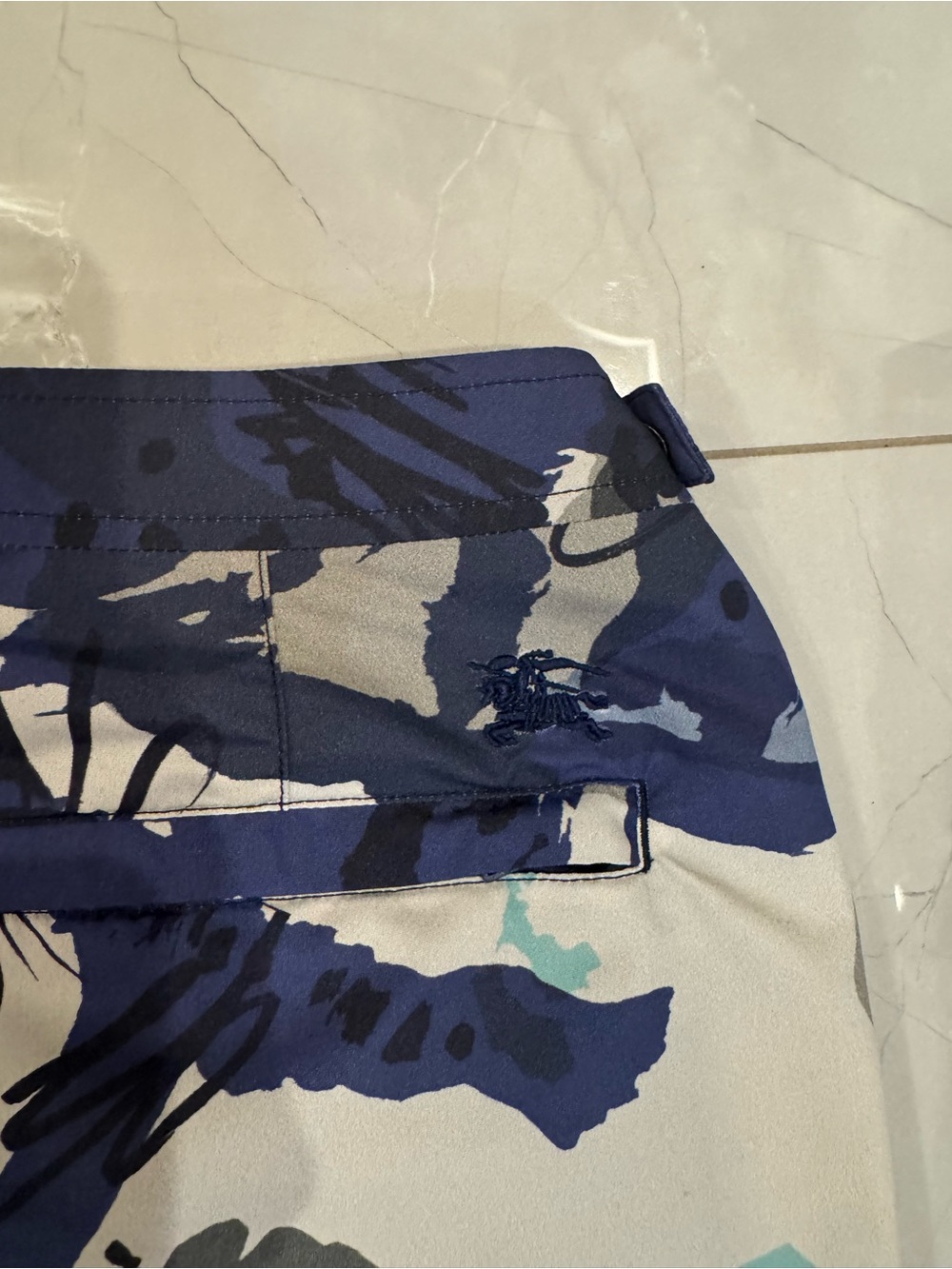 Burberry Abstract Floral Print Shorts in Blue, Gray and Black - Picture 5 of 10